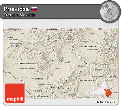 Shaded Relief 3D Map of Prievidza