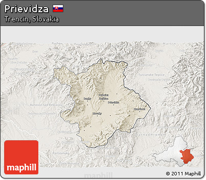 Shaded Relief 3D Map of Prievidza, lighten