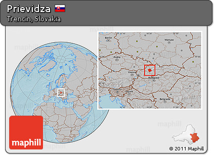 Gray Location Map of Prievidza, hill shading