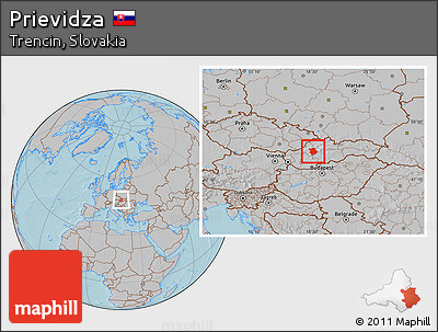 Gray Location Map of Prievidza, hill shading