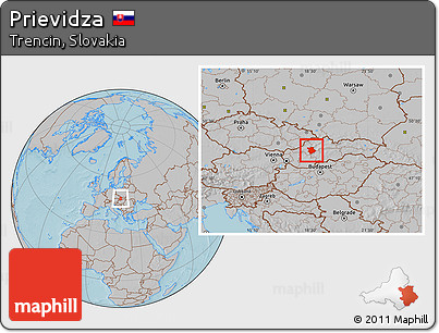 Gray Location Map of Prievidza, hill shading