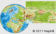 Physical Location Map of Prievidza, highlighted parent region