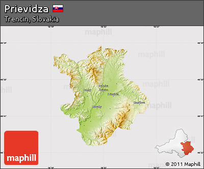 Physical Map of Prievidza, cropped outside