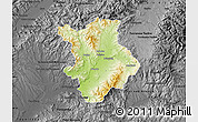 Physical Map of Prievidza, darken, desaturated
