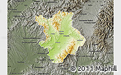 Physical Map of Prievidza, darken, semi-desaturated