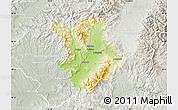 Physical Map of Prievidza, lighten, semi-desaturated