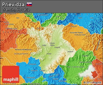Physical Map of Prievidza, political outside