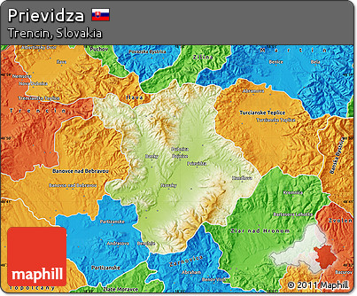Physical Map of Prievidza, political outside