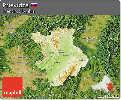 Physical Map of Prievidza, satellite outside
