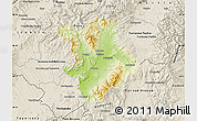 Physical Map of Prievidza, shaded relief outside