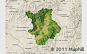 Satellite Map of Prievidza, shaded relief outside