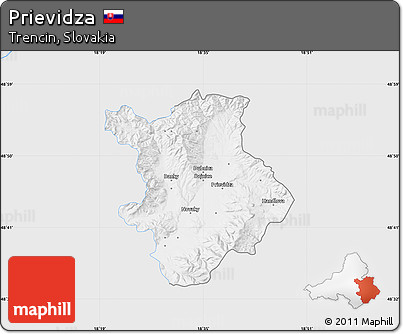 Silver Style Map of Prievidza, single color outside