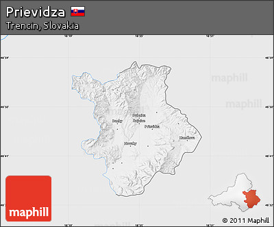 Silver Style Map of Prievidza, single color outside