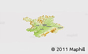 Physical Panoramic Map of Prievidza, cropped outside