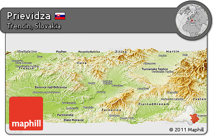 Physical Panoramic Map of Prievidza