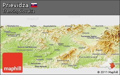 Physical Panoramic Map of Prievidza