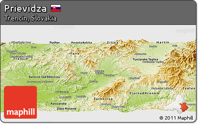 Physical Panoramic Map of Prievidza