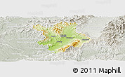 Physical Panoramic Map of Prievidza, lighten, semi-desaturated