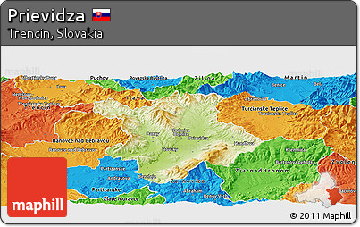 Physical Panoramic Map of Prievidza, political outside