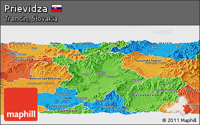 Political Panoramic Map of Prievidza