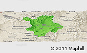 Political Panoramic Map of Prievidza, shaded relief outside