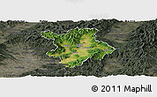Satellite Panoramic Map of Prievidza, darken, semi-desaturated