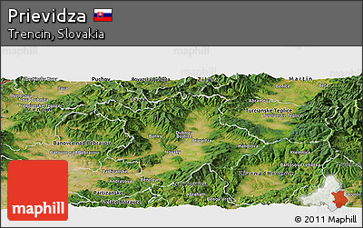 Satellite Panoramic Map of Prievidza
