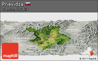 Satellite Panoramic Map of Prievidza, lighten, semi-desaturated