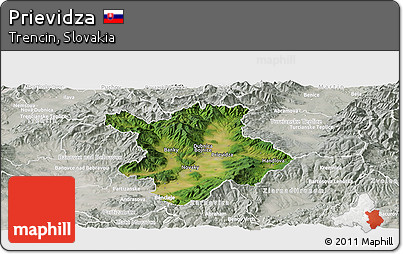 Satellite Panoramic Map of Prievidza, lighten, semi-desaturated