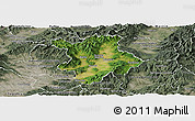 Satellite Panoramic Map of Prievidza, semi-desaturated