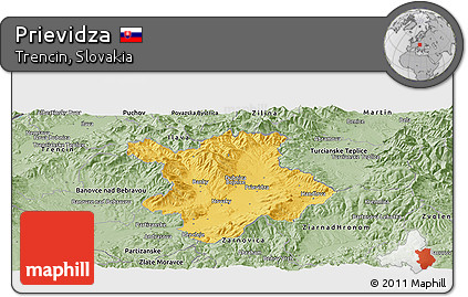 Savanna Style Panoramic Map of Prievidza