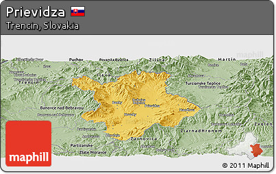 Savanna Style Panoramic Map of Prievidza