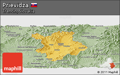 Savanna Style Panoramic Map of Prievidza