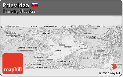 Silver Style Panoramic Map of Prievidza