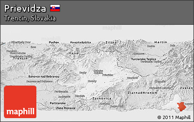 Silver Style Panoramic Map of Prievidza