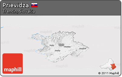 Silver Style Panoramic Map of Prievidza, single color outside