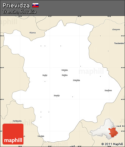 Classic Style Simple Map of Prievidza
