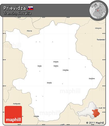 Classic Style Simple Map of Prievidza