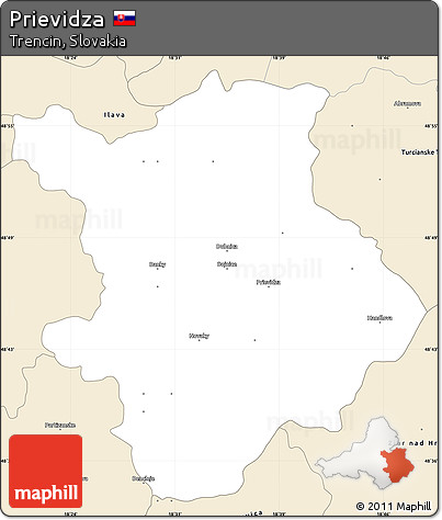 Classic Style Simple Map of Prievidza