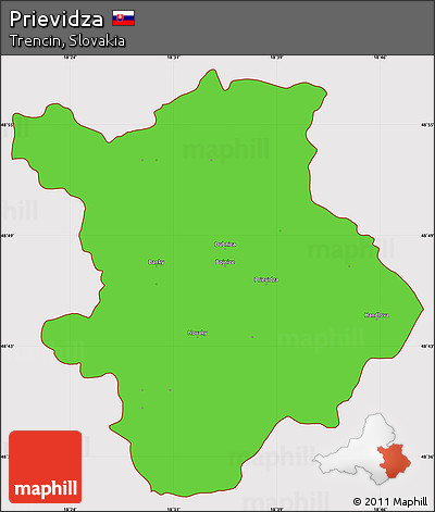 Political Simple Map of Prievidza, cropped outside