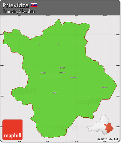 Political Simple Map of Prievidza, cropped outside