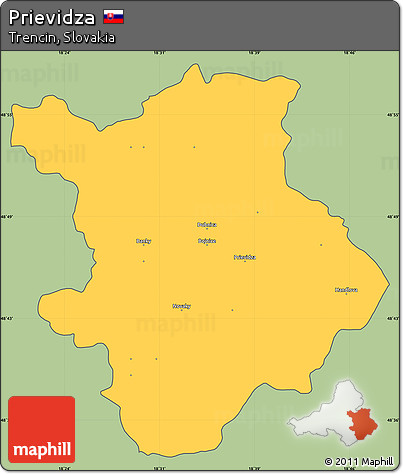 Savanna Style Simple Map of Prievidza, cropped outside