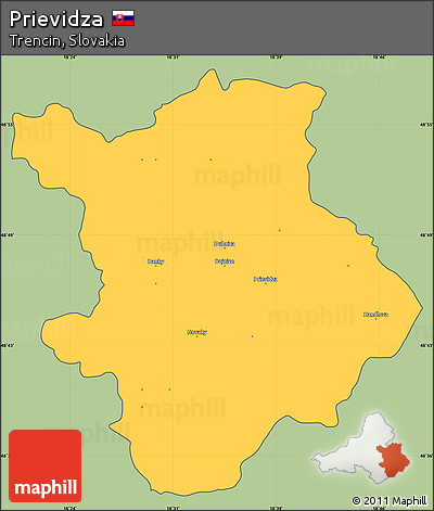 Savanna Style Simple Map of Prievidza, cropped outside