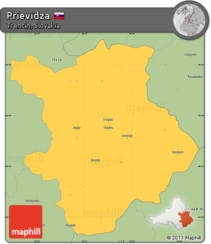 Savanna Style Simple Map of Prievidza