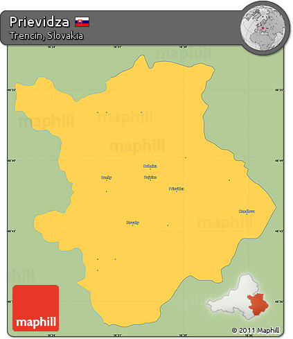 Savanna Style Simple Map of Prievidza, single color outside
