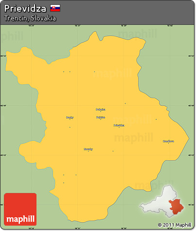 Savanna Style Simple Map of Prievidza, single color outside