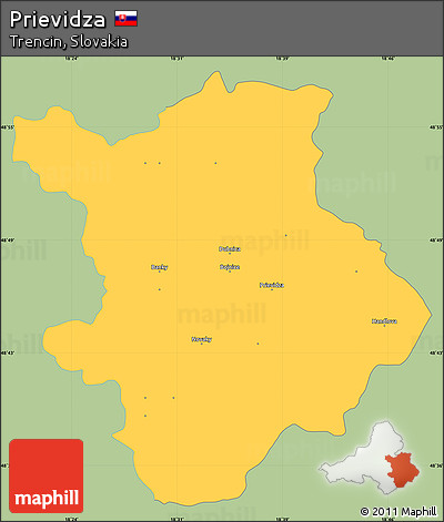 Savanna Style Simple Map of Prievidza, single color outside