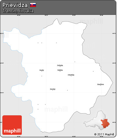 Silver Style Simple Map of Prievidza, single color outside
