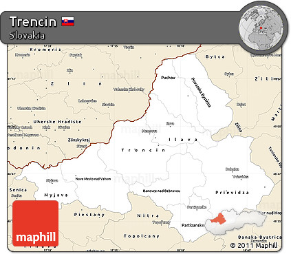 Classic Style Simple Map of Trencin