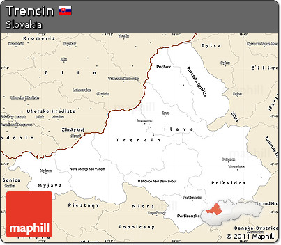 Classic Style Simple Map of Trencin
